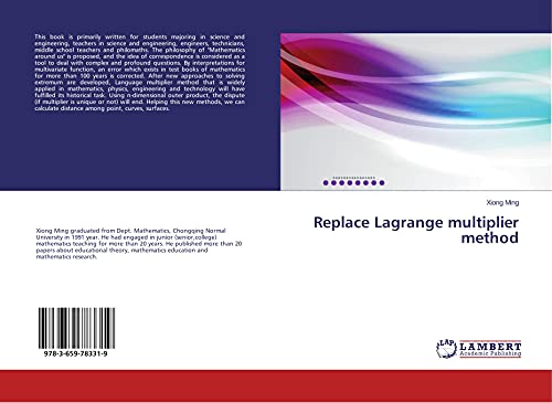 Beispielbild fr Replace Lagrange multiplier method zum Verkauf von Chiron Media