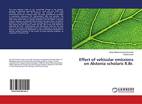 Stock image for Effect of vehicular emissions on Alstonia scholaris R.Br. for sale by Revaluation Books