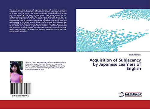 Stock image for Acquisition of Subjacency by Japanese Learners of English for sale by Revaluation Books