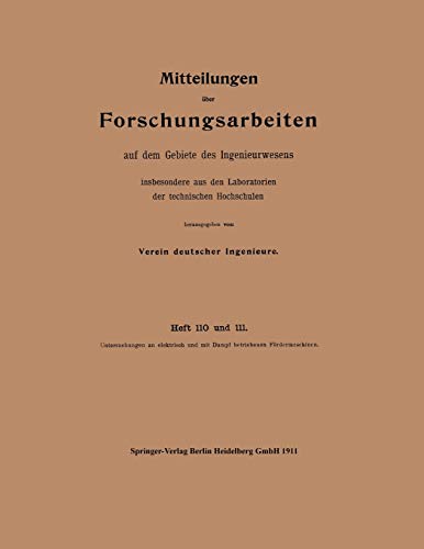 9783662017036: Mitteilungen Uber Forschungsarbeiten: Auf Dem Gebiete Des Ingenieurwesens: 110/111