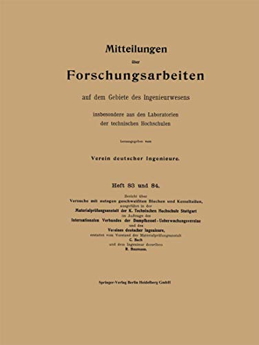 Stock image for Mitteilungen ber Forschungsarbeiten auf dem Gebiete des Ingenieurwesens (Forschungsarbeiten auf dem Gebiete des Ingenieurwesens, 83/84) (German Edition) for sale by Lucky's Textbooks