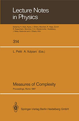 Beispielbild fr Measures of Complexity : Proceedings of the Conference; Held in Rome September 30-October 2; 1987 zum Verkauf von Ria Christie Collections