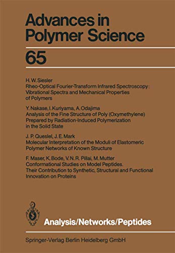 Stock image for Analysis/Networks/Peptides: 65 (Advances in Polymer Science) for sale by Revaluation Books