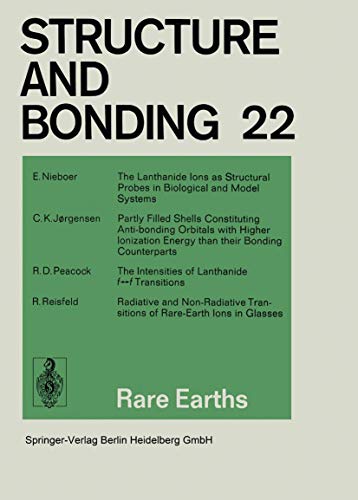 Imagen de archivo de Rare Earths (Structure and Bonding, 22) a la venta por Lucky's Textbooks