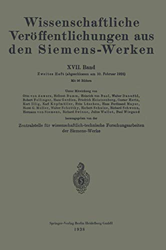 Stock image for Wissenschaftliche Verffentlichungen aus den Siemens-Werken: XVII. Band (German Edition) for sale by Lucky's Textbooks