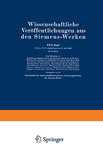 9783662227466: Wissenschaftliche Verffentlichungen aus den Siemens-Werken: XVII. Band. Drittes Heft