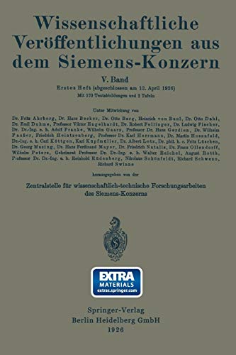 9783662227510: Wissenschaftliche Veroffentlichungen Aus Dem Siemens-Konzern: Funfter Band 1926 1927 (Wissenschaftliche Verffentlichungen aus dem Siemens-Konzern)