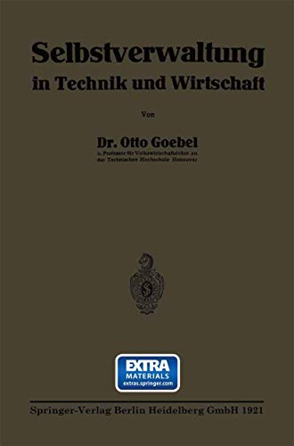 Beispielbild fr Selbstverwaltung in Technik Und Wirtschaft zum Verkauf von Chiron Media