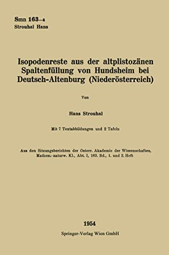 Stock image for Isopodenreste aus der altplistozänen Spaltenfüllung von Hundsheim bei Deutsch-Altenburg (Nieder sterreich) for sale by Ria Christie Collections