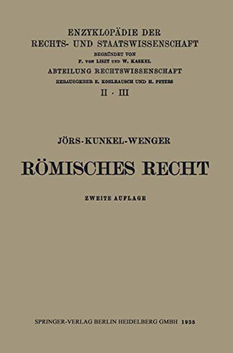 Beispielbild fr Rmisches Privatrecht (Enzyklopdie der Rechts- und Staatswissenschaft, 2/3) (German Edition) zum Verkauf von Lucky's Textbooks