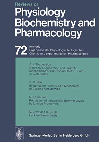 Imagen de archivo de Reviews of Physiology, Biochemistry and Pharmacology: Volume: 72 (Reviews of Physiology, Biochemistry and Pharmacology, 72) a la venta por Lucky's Textbooks