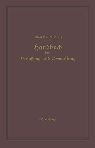 Beispielbild fr Handbuch der Verfassung und Verwaltung in Preussen und dem Deutschen Reiche zum Verkauf von Chiron Media