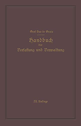 9783662357637: Handbuch der Verfassung und Verwaltung in Preussen und dem Deutschen Reiche