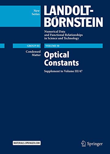 9783662492345: Optical Constants: Supplement to Volume III/47: 50
