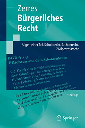 Beispielbild fr Brgerliches Recht: Allgemeiner Teil, Schuldrecht, Sachenrecht, Zivilprozessrecht (Springer-Lehrbuch) zum Verkauf von medimops