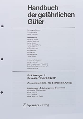 Beispielbild fr Handbuch Der Gefhrlichen Gter. Erluterungen II. Austauschlieferung, Dezember 2022 Erluterungen Und Synonymliste zum Verkauf von Blackwell's