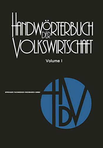 9783663000754: Handwrterbuch der Volkswirtschaft (German Edition)
