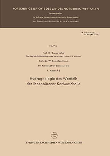 9783663006657: Hydrogeologie Des Westteils Der Ibbenbrener Karbonscholle