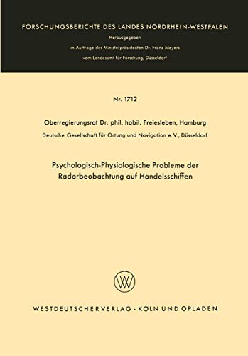 Stock image for Psychologisch-Physiologische Probleme Der Radarbeobachtung Auf Handelsschiffen for sale by Chiron Media