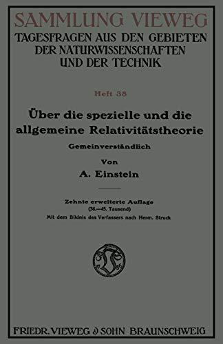 9783663037750: ber die spezielle und die allgemeine Relativittstheorie: Gemeinverstndlich: 10 (Sammlung Vieweg, 10)