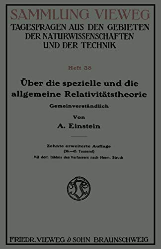 9783663037750: ber die spezielle und die allgemeine Relativittstheorie: Gemeinverstndlich (Sammlung Vieweg, 10) (German Edition)