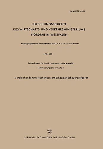 Imagen de archivo de Vergleichende Untersuchungen am Schopper-Scheuerprufgerat a la venta por Chiron Media
