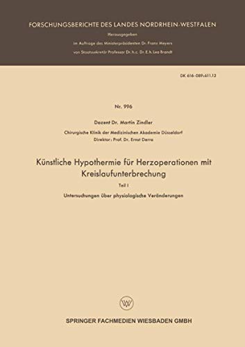 Stock image for Kunstliche Hypothermie fur Herzoperationen mit Kreislaufunterbrechung for sale by Chiron Media