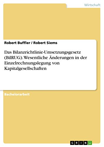 Beispielbild fr Das Bilanzrichtlinie-Umsetzungsgesetz (BilRUG). Wesentliche ?nderungen in der Einzelrechnungslegung von Kapitalgesellschaften zum Verkauf von Reuseabook