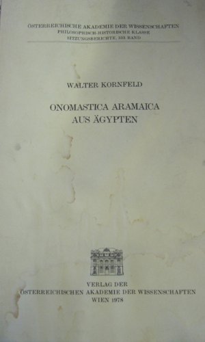 Beispielbild fr Onomastica Aramaica aus gypten. zum Verkauf von biblion2