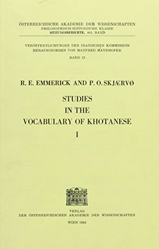 9783700104537: Studies in the Vocabulary of Khotanese 1