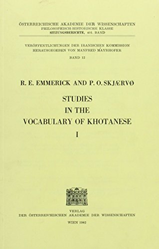 9783700104537: Studies in the Vocabulary of Khotanese 1 (Veroffentlichungen Zur Iranistik)