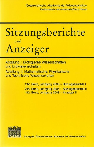 Stock image for Sitzungsberichte und Anzeiger der mathematisch-naturwissenschaftlichen Klasse for sale by ISD LLC