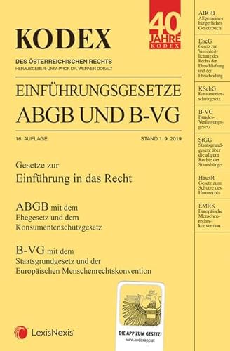 Stock image for KODEX Einfhrungsgesetze ABGB und B-VG 2019/20 for sale by medimops