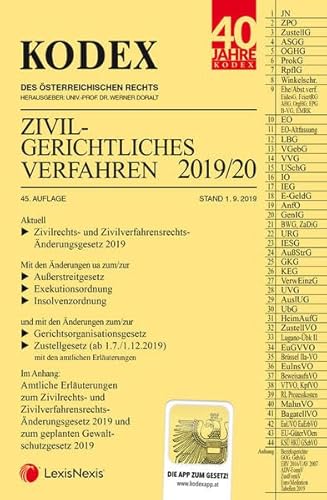 Beispielbild fr KODEX Zivilgerichtliches Verfahren 2019/20 zum Verkauf von medimops