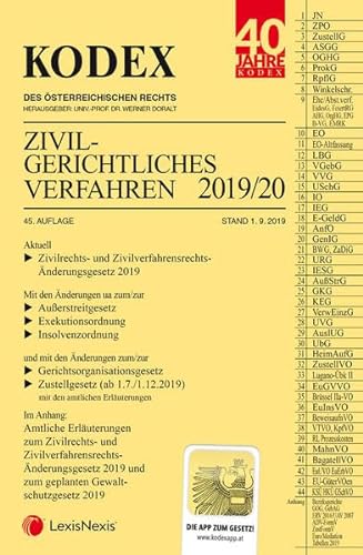Stock image for KODEX Zivilgerichtliches Verfahren 2019/20 for sale by medimops