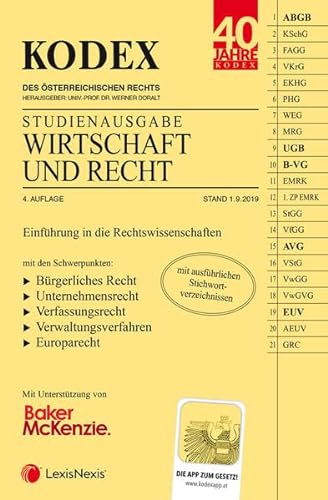 Stock image for KODEX Wirtschaft und Recht 2019/20: Studienausgabe for sale by medimops