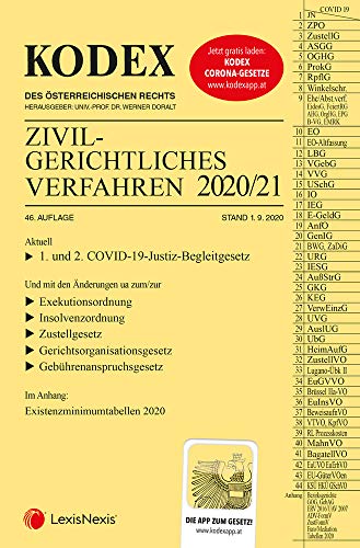 Imagen de archivo de KODEX Zivilgerichtliches Verfahren 2020/21 a la venta por medimops