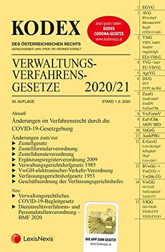 Imagen de archivo de KODEX Verwaltungsverfahrensgesetze (AVG) 2020/21 a la venta por medimops