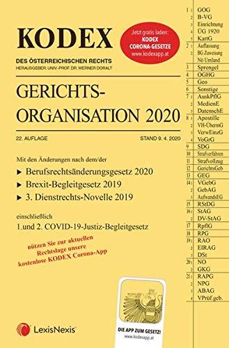 Stock image for KODEX Gerichtsorganisation 2020 for sale by medimops