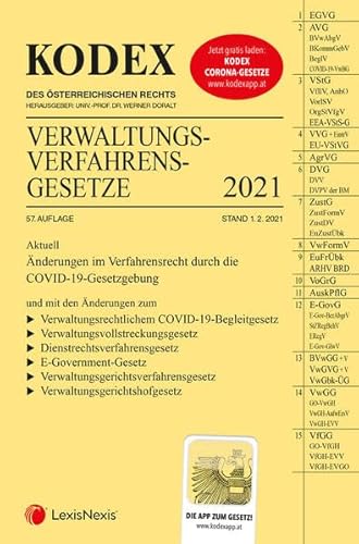 Imagen de archivo de KODEX Verwaltungsverfahrensgesetze (AVG) 2021 a la venta por medimops