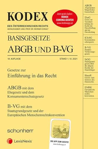 Imagen de archivo de KODEX Basisgesetze ABGB und B-VG 2021/22 - inkl. App a la venta por medimops