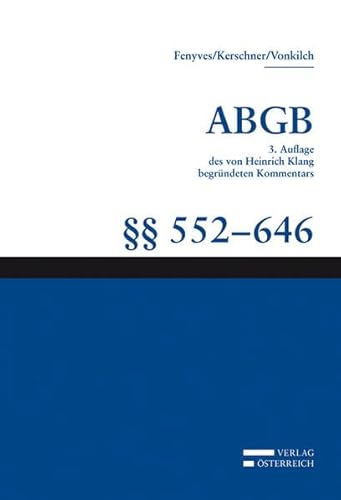 Beispielbild fr Grokommentar zum ABGB - Klang Kommentar  552-646 ABGB, Erbrecht zum Verkauf von Buchpark