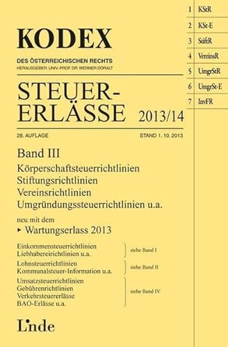 Beispielbild fr KODEX Steuer-Erlsse 2013/14, Band III zum Verkauf von Buchpark