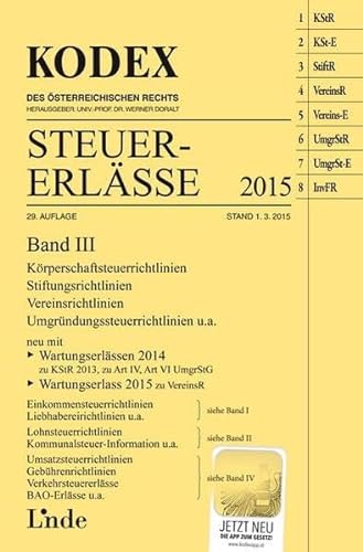 9783707332742: KODEX Steuer-Erlsse 2015 (f. sterreich). Bd.3