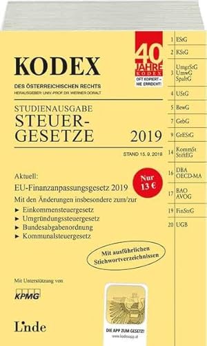 Stock image for KODEX Studienausgabe Steuergesetze 2019 for sale by medimops