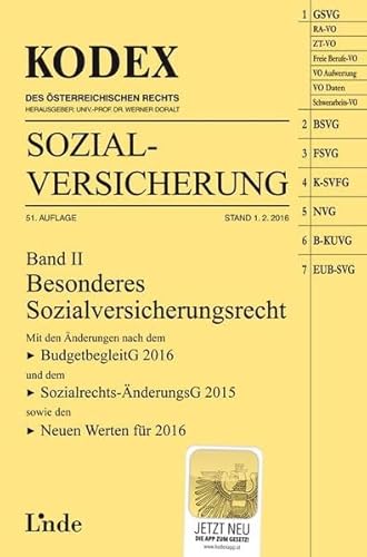 9783707334845: KODEX Sozialversicherung 2016 (f. sterreich). Bd.2