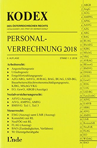Beispielbild fr KODEX Personalverrechnung 2018 (Kodex des sterreichischen Rechts) zum Verkauf von medimops