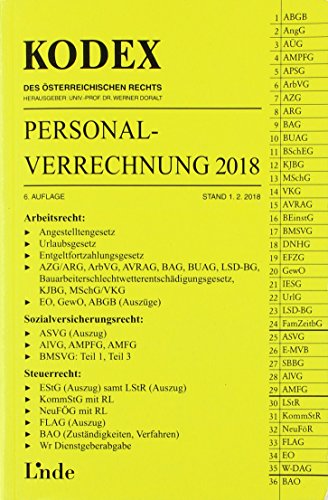 Stock image for KODEX Personalverrechnung 2018 (Kodex des sterreichischen Rechts) for sale by medimops