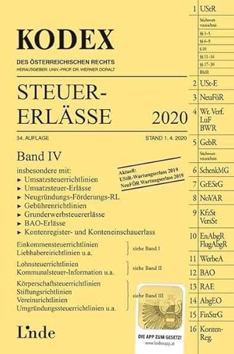 Stock image for KODEX Steuer-Erlsse 2020, Band IV (Kodex des sterreichischen Rechts) for sale by medimops