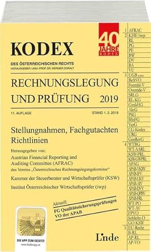 Imagen de archivo de KODEX Rechnungslegung und Prfung 2019 (Kodex des sterreichischen Rechts) a la venta por medimops